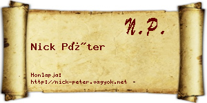 Nick Péter névjegykártya